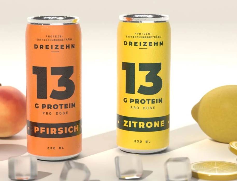 DREIZEHN Protein-Erfrischungsgetränk in Pfirsich und Zitrone, 330-ml-Dose